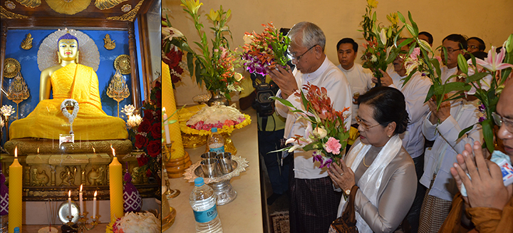 Tổng thống Myanmar và phu nhân viếng Bồ Đề Đạo Tràng